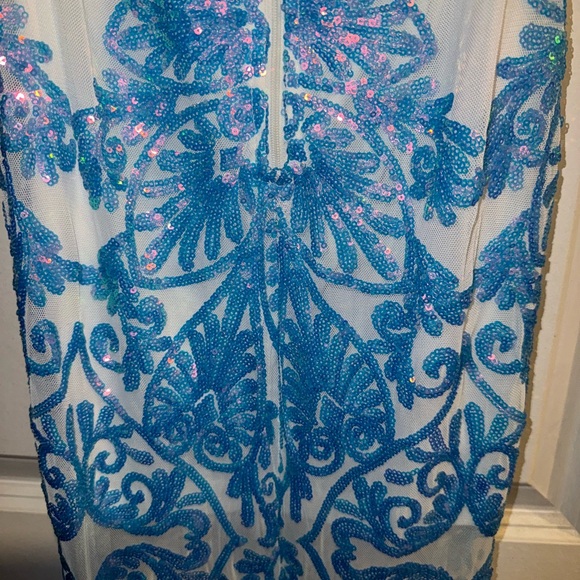 Banjul blue and white sequin formal dress - Picture 3 of 6